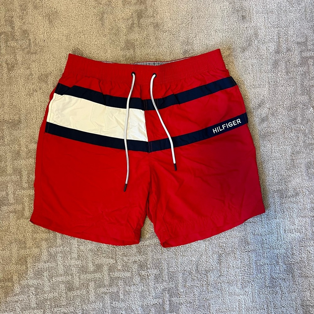 Red Tommy Hilfiger Men’s Swim Trunks